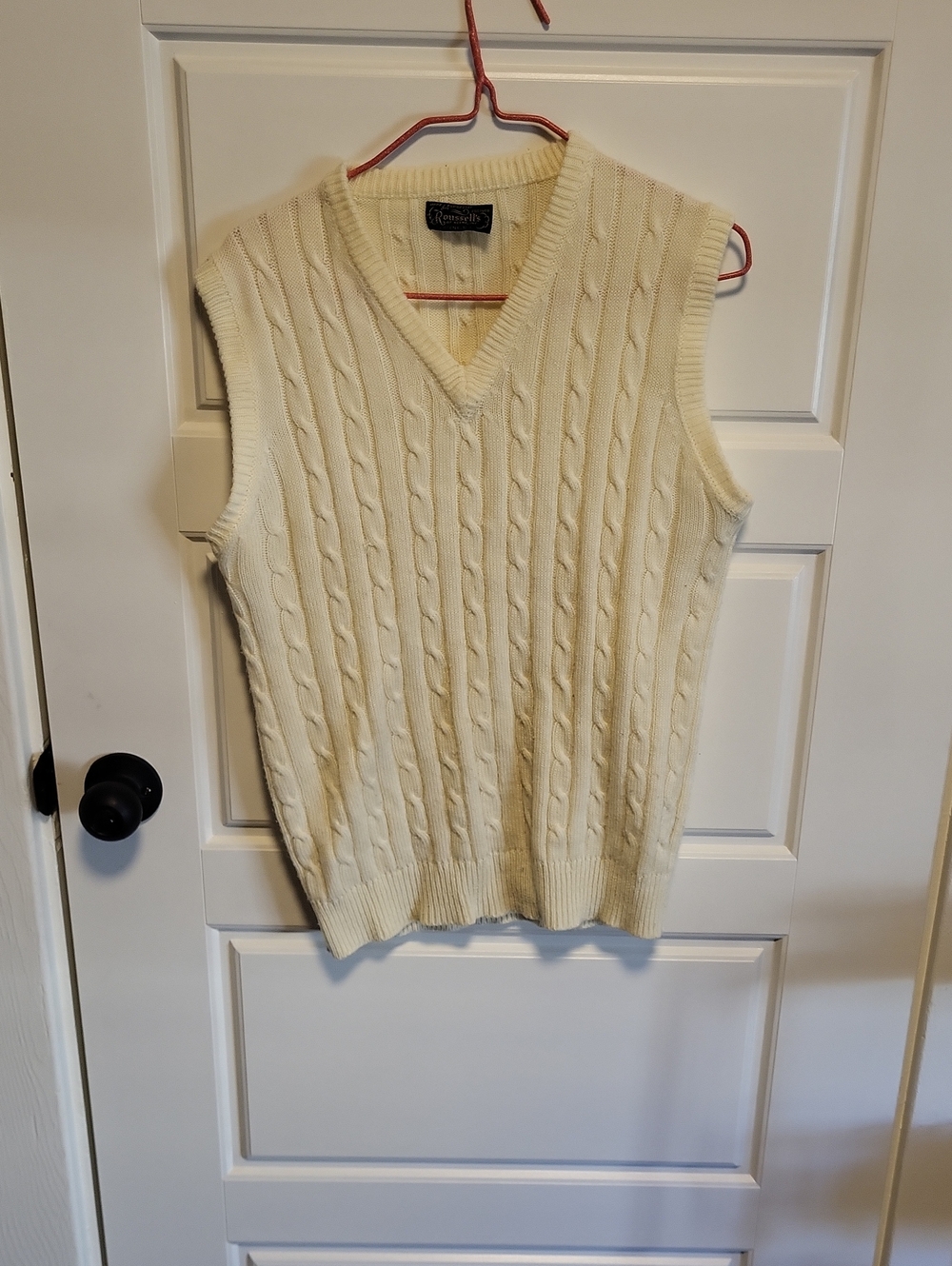 Men's Cable Knit V-Neck Sweater Vest - Cream by Geoffrey Beene